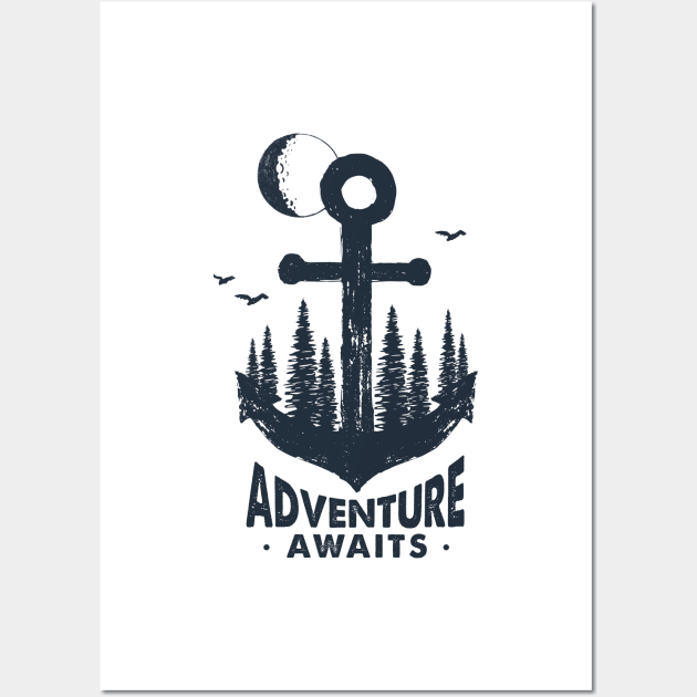 Anchor. Adventure Awaits Wall Art by SlothAstronaut